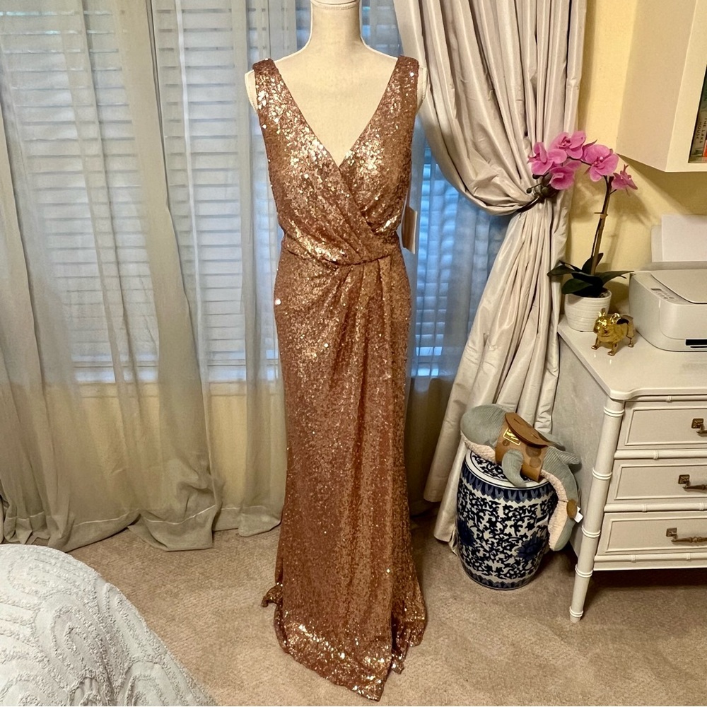 NWT Revelry Rose Gold Blair Sequin Dress - Picture 6 of 9